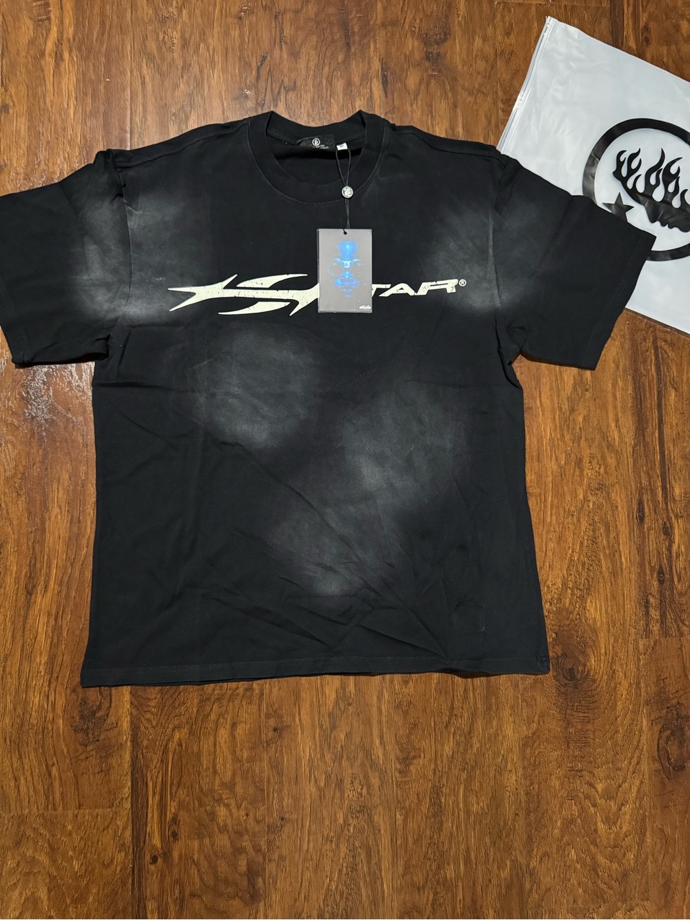 Black Hellstar Graphic Men’s T-Shirt with Silver Logo